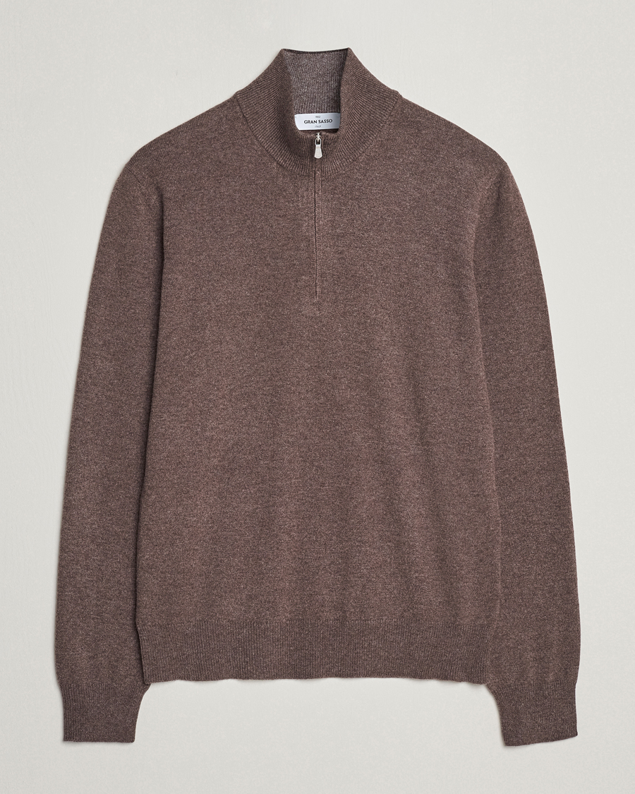Herren | Pullover | Gran Sasso | Wool/Cashmere Half Zip Brown