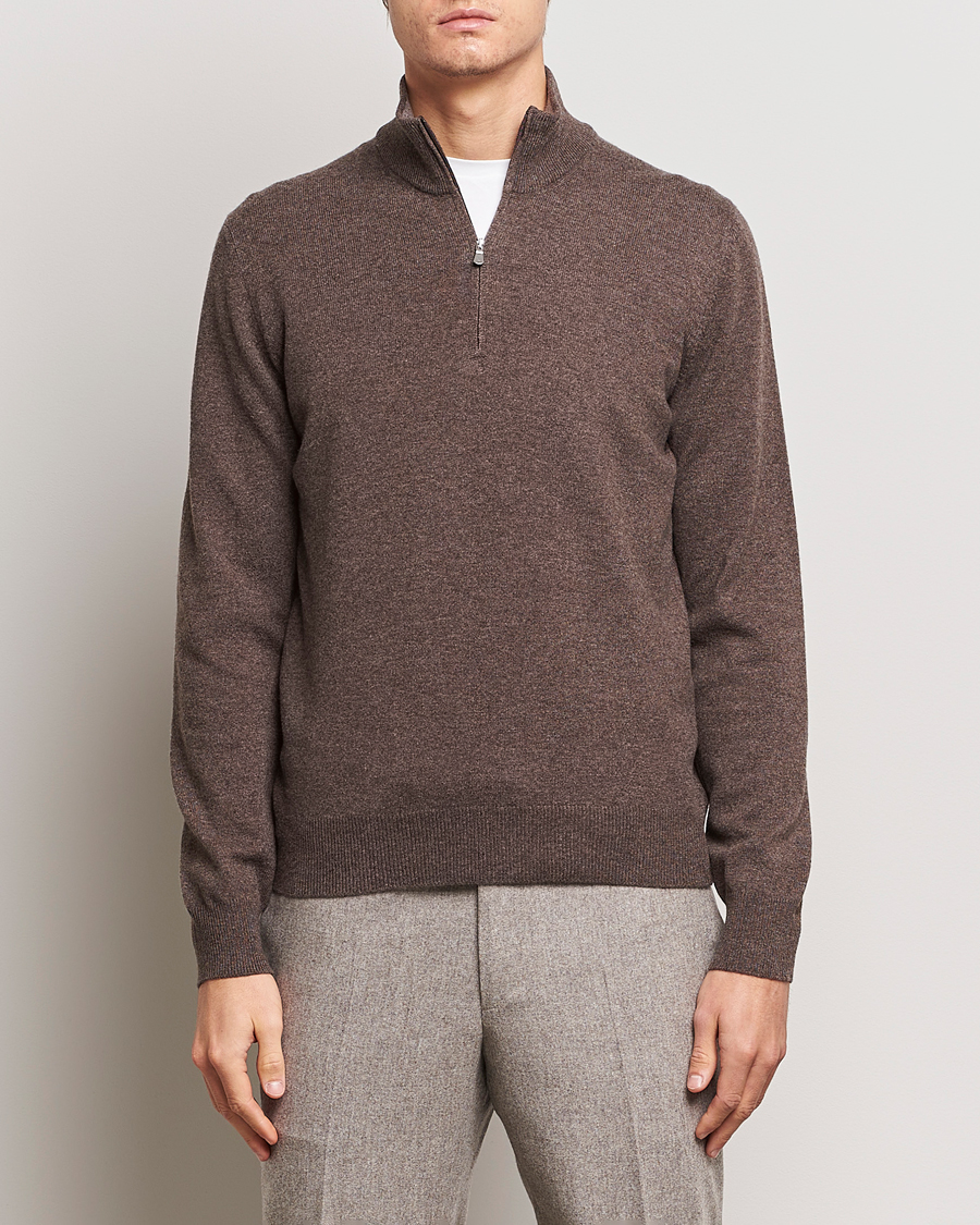 Herren | Pullover | Gran Sasso | Wool/Cashmere Half Zip Brown