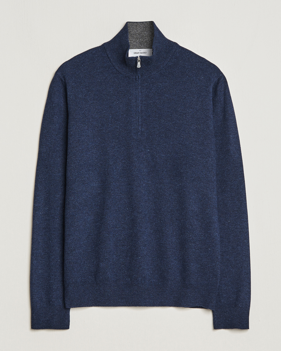 Herren |  | Gran Sasso | Wool/Cashmere Half Zip Navy