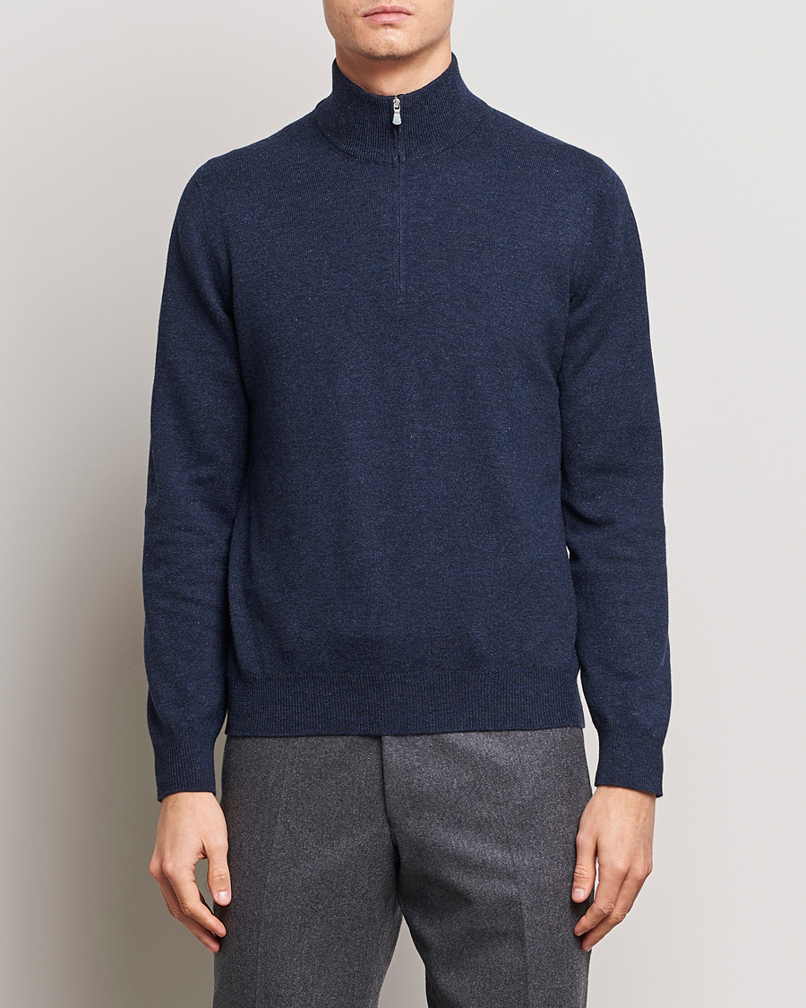 Herren |  | Gran Sasso | Wool/Cashmere Half Zip Navy