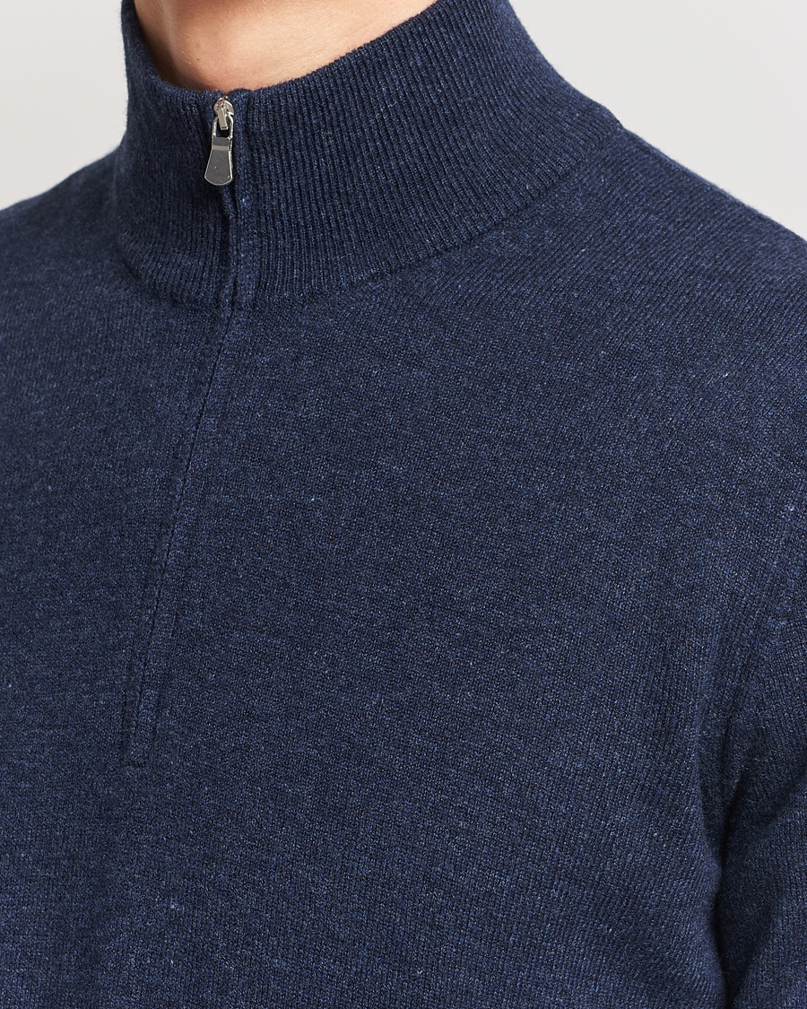 Herren | Pullover | Gran Sasso | Wool/Cashmere Half Zip Navy Melange