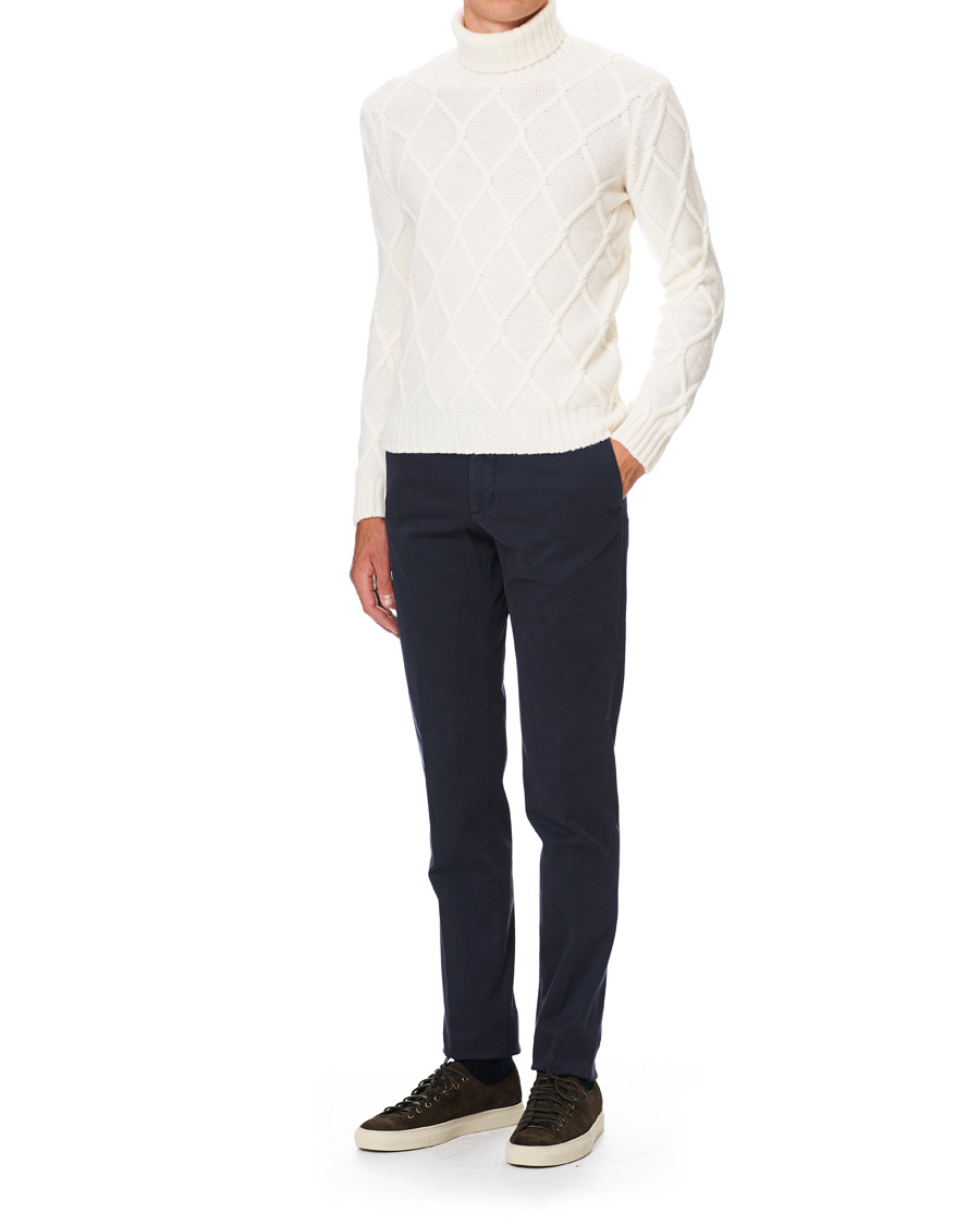 Herren | Pullover | Gran Sasso | Cable Knitted Heavy Wool Rollneck Off White