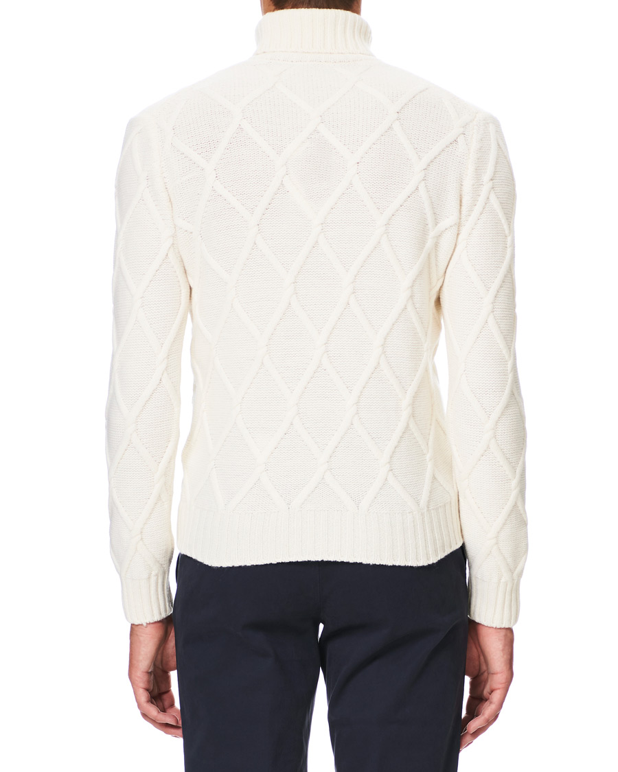 Herren | Pullover | Gran Sasso | Cable Knitted Heavy Wool Rollneck Off White