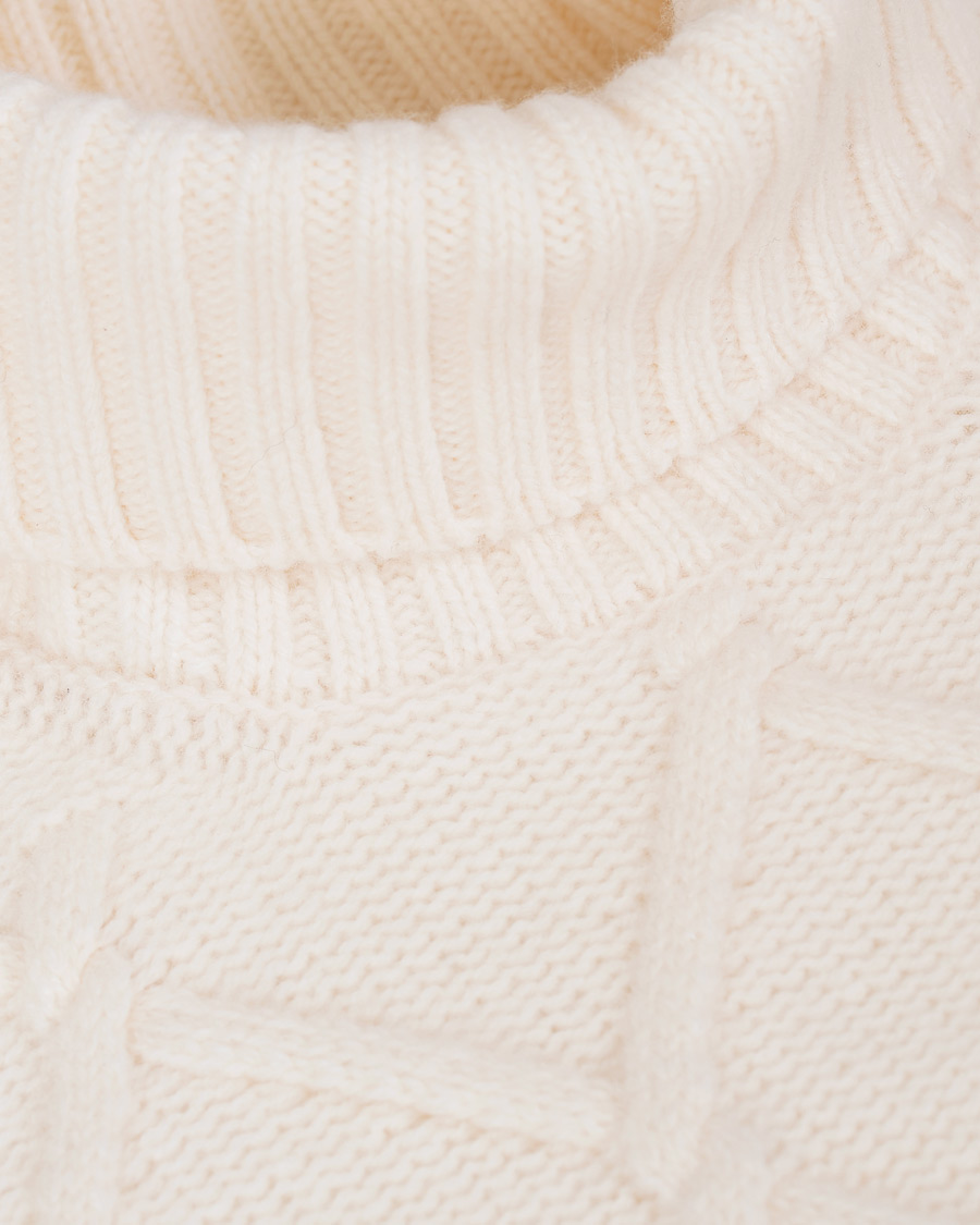 Herren | Pullover | Gran Sasso | Cable Knitted Heavy Wool Rollneck Off White