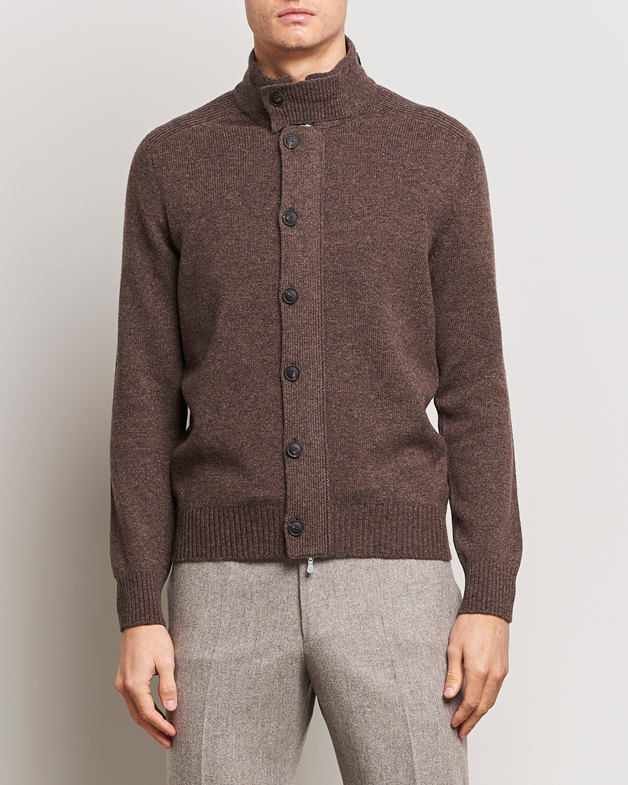Herren | Pullover | Gran Sasso | Heavy Wool Cardigan Brown Melange
