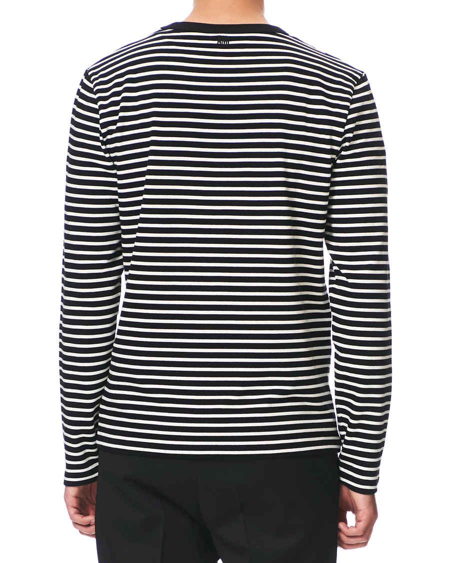 Herren | T-Shirts | AMI | Striped Long Sleeve Tee Black/White