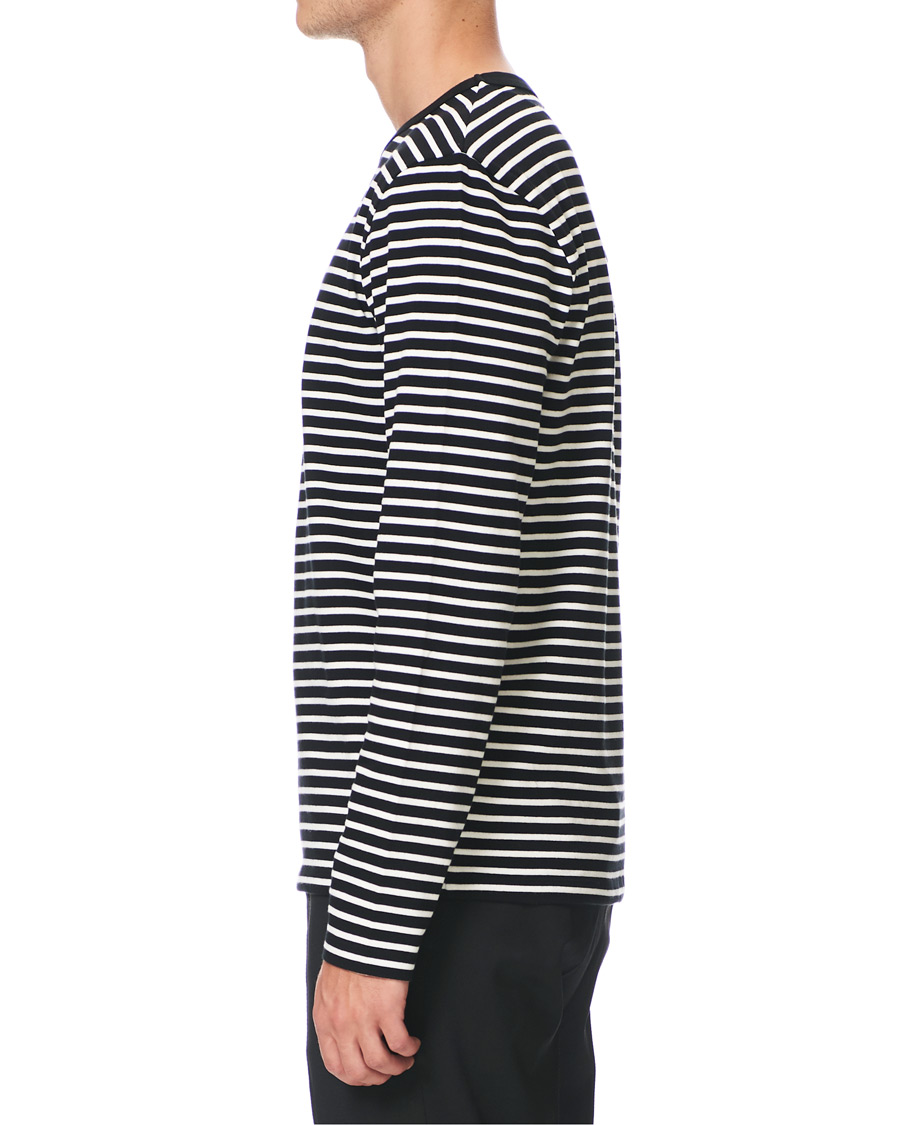 Herren | T-Shirts | AMI | Striped Long Sleeve Tee Black/White