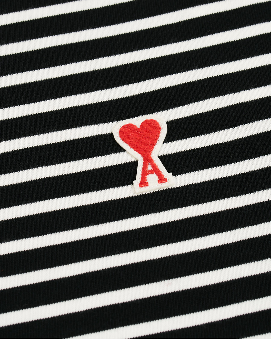 Herren | T-Shirts | AMI | Striped Long Sleeve Tee Black/White