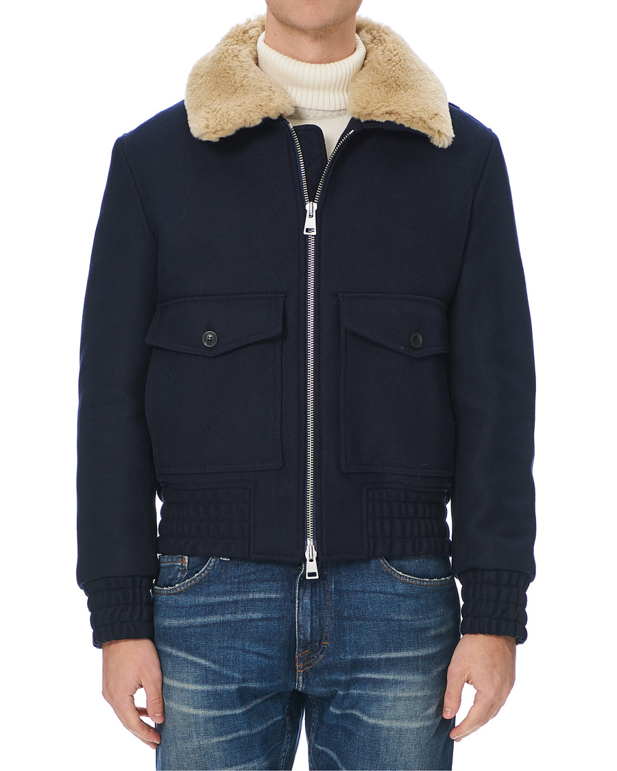 Herren | Jacken | AMI | Shearling Bomber Jacket Navy