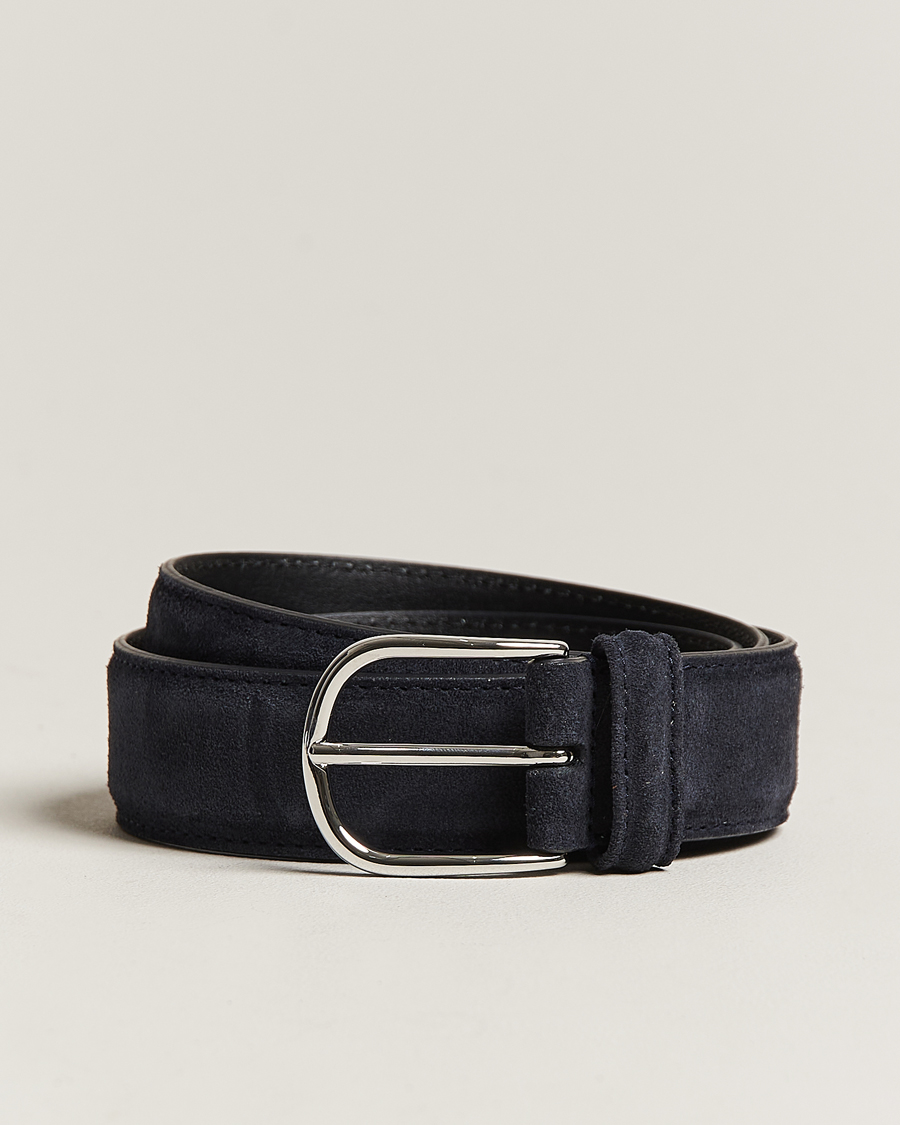Herren | Gürtel | Anderson's | Suede 3,5 cm Belt Navy