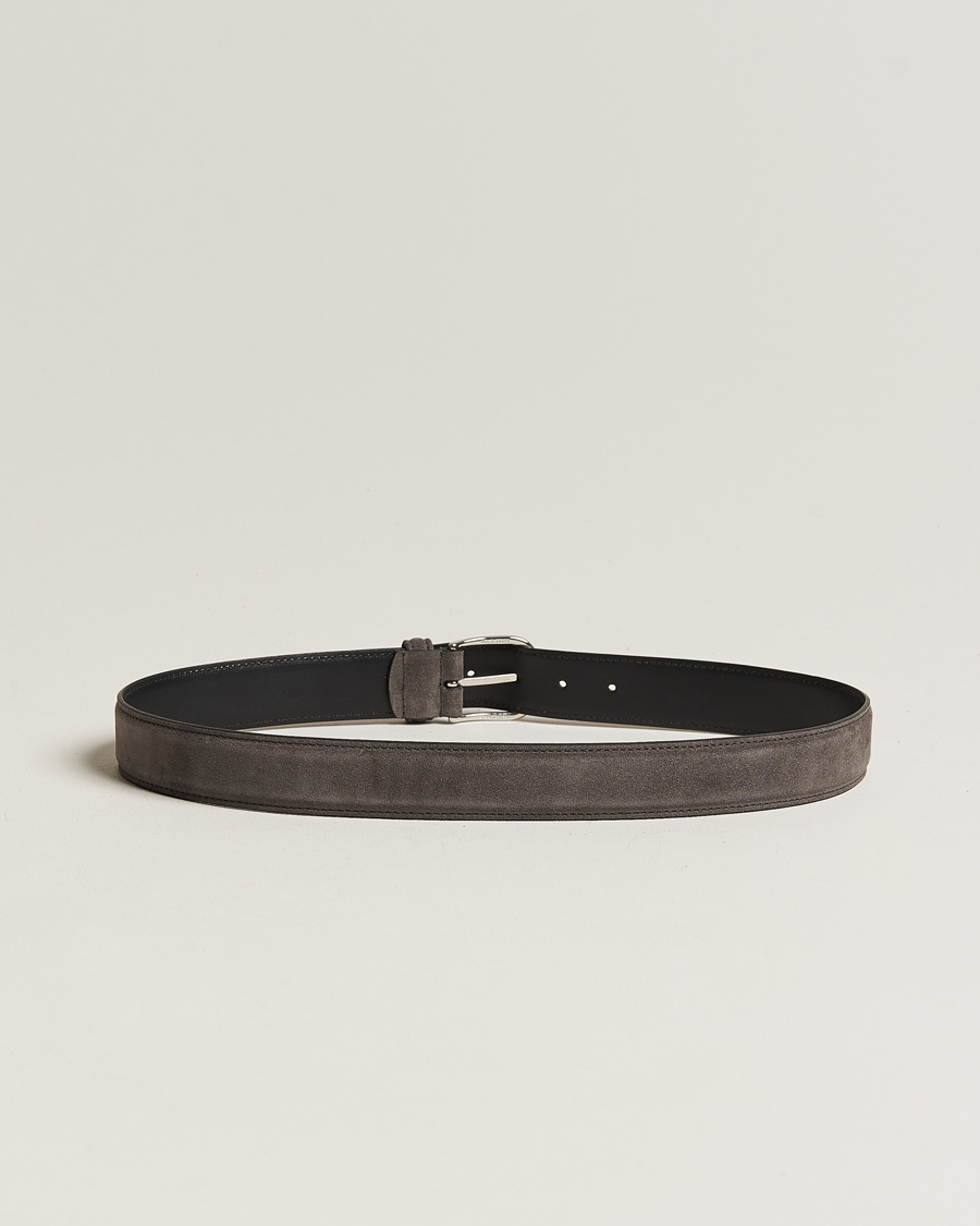 Herren | Anderson's | Anderson's | Suede 3,5 cm Belt Grey