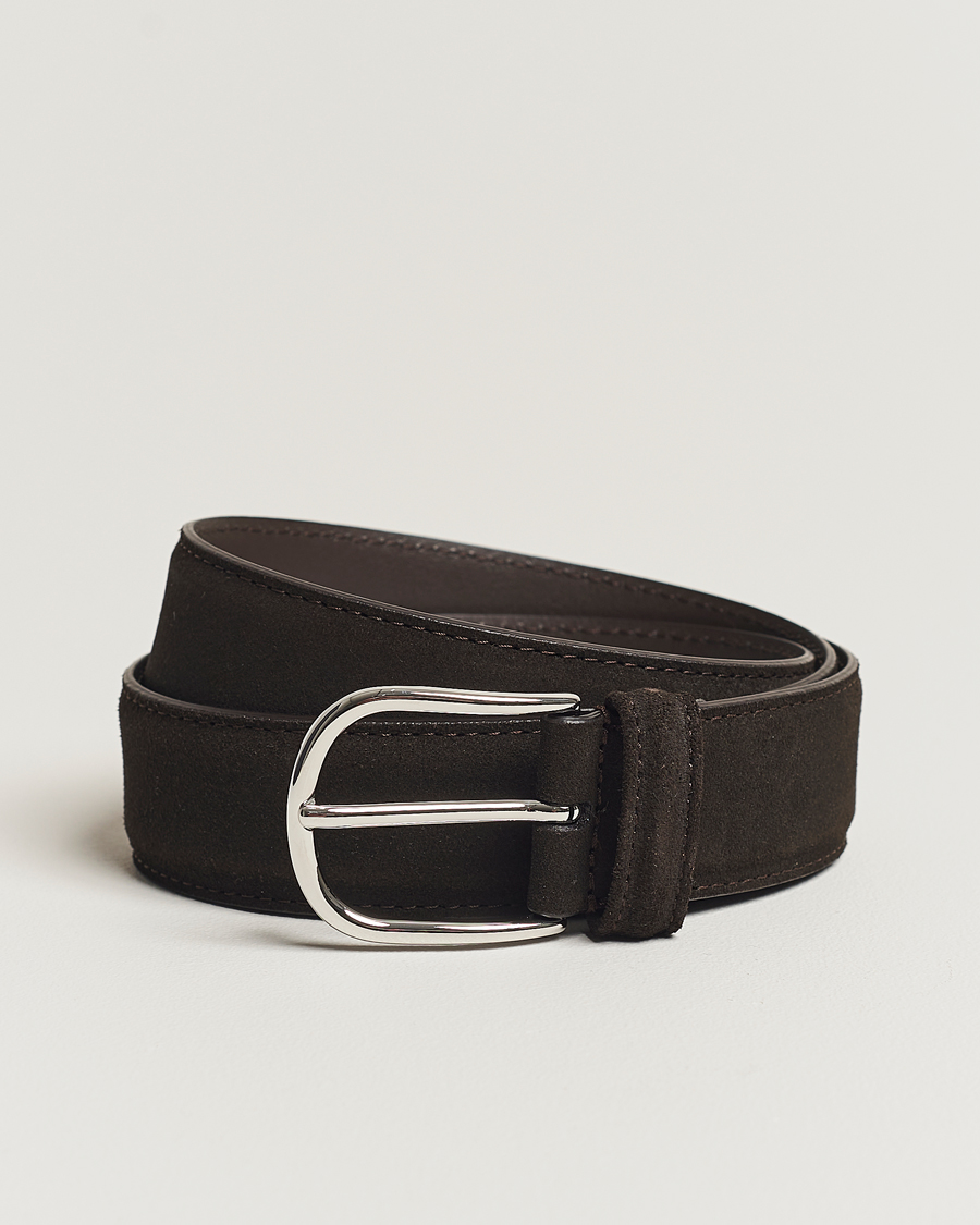 Herren | Gürtel | Anderson's | Suede 3,5 cm Belt Dark Brown
