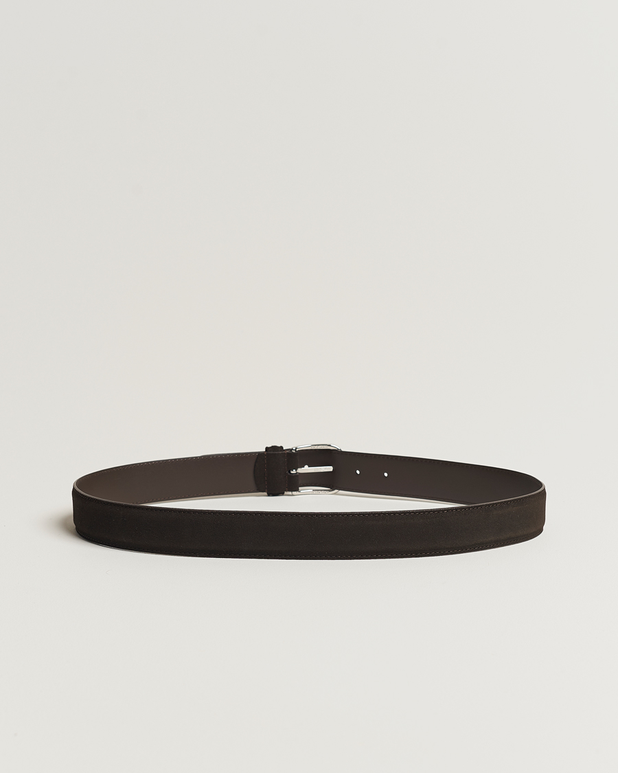 Herren | Schlichte Gürtel | Anderson's | Suede 3,5 cm Belt Dark Brown