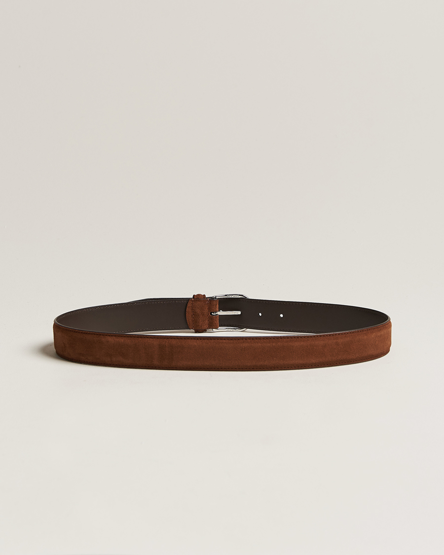 Herren | Anderson's | Anderson's | Suede 3,5 cm Belt Brown