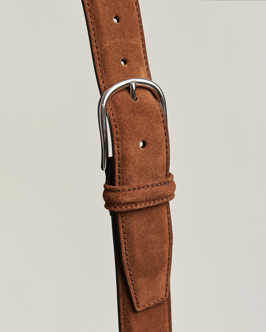 Herren | Anderson's Suede 3,5 cm Belt Brown 85 | Anderson's | Suede 3,5 cm Belt Brown 85