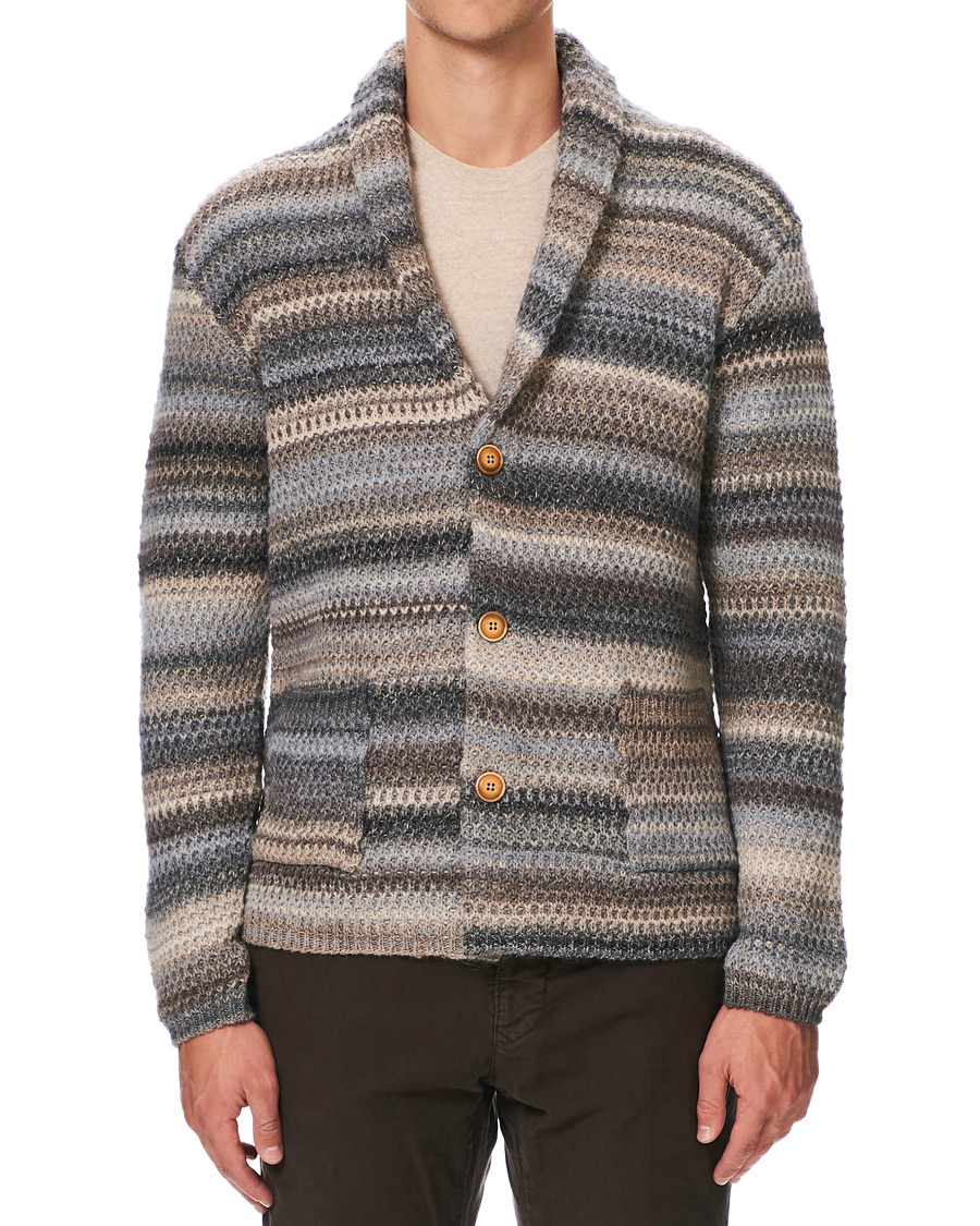 Herren | Pullover | Altea | Dégradé Shawl Collar Cardigan Grey/White