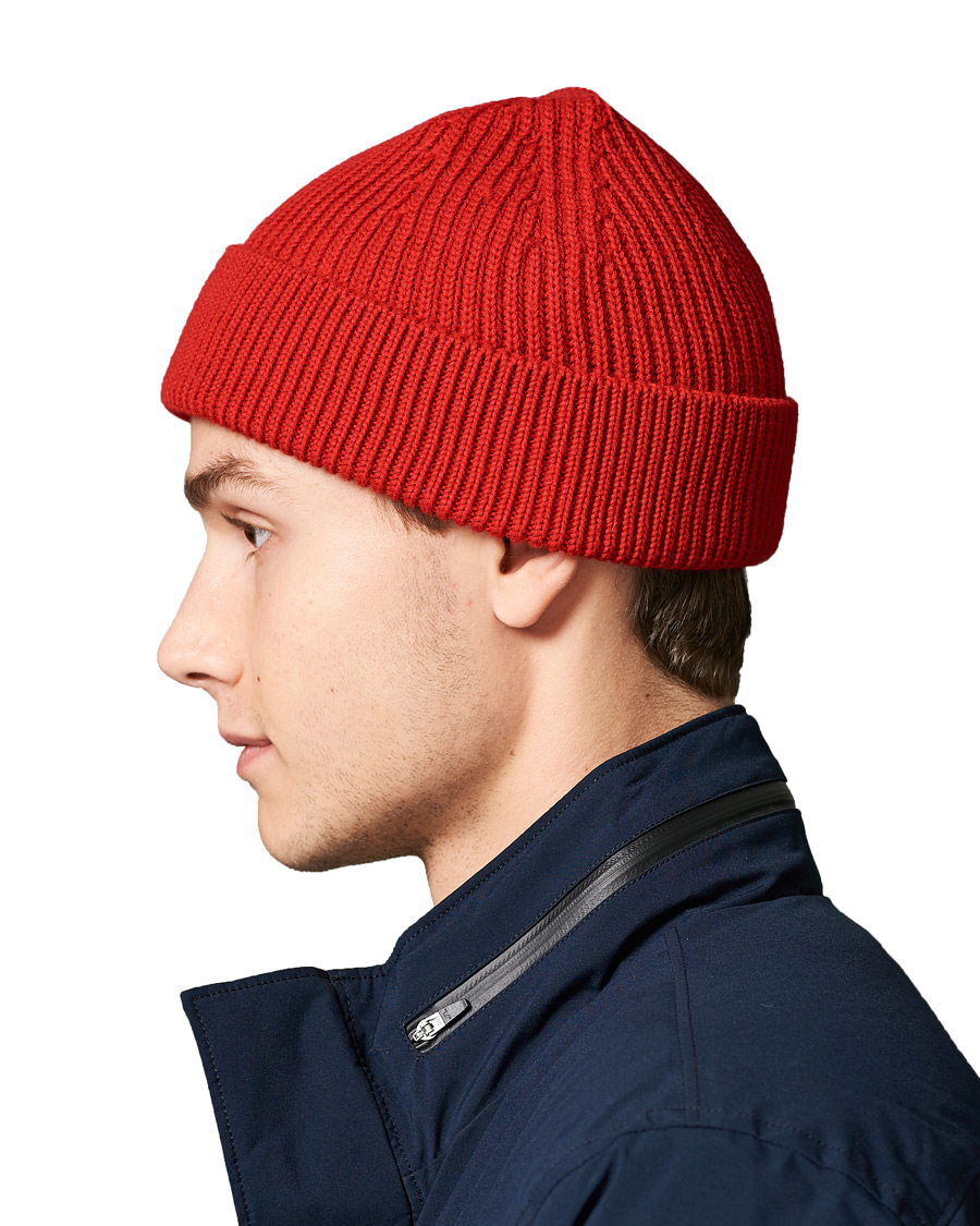 Herren | Andersen-Andersen Merino Wool Rib Beanie Classic Red | Andersen-Andersen | Merino Wool Rib Beanie Classic Red