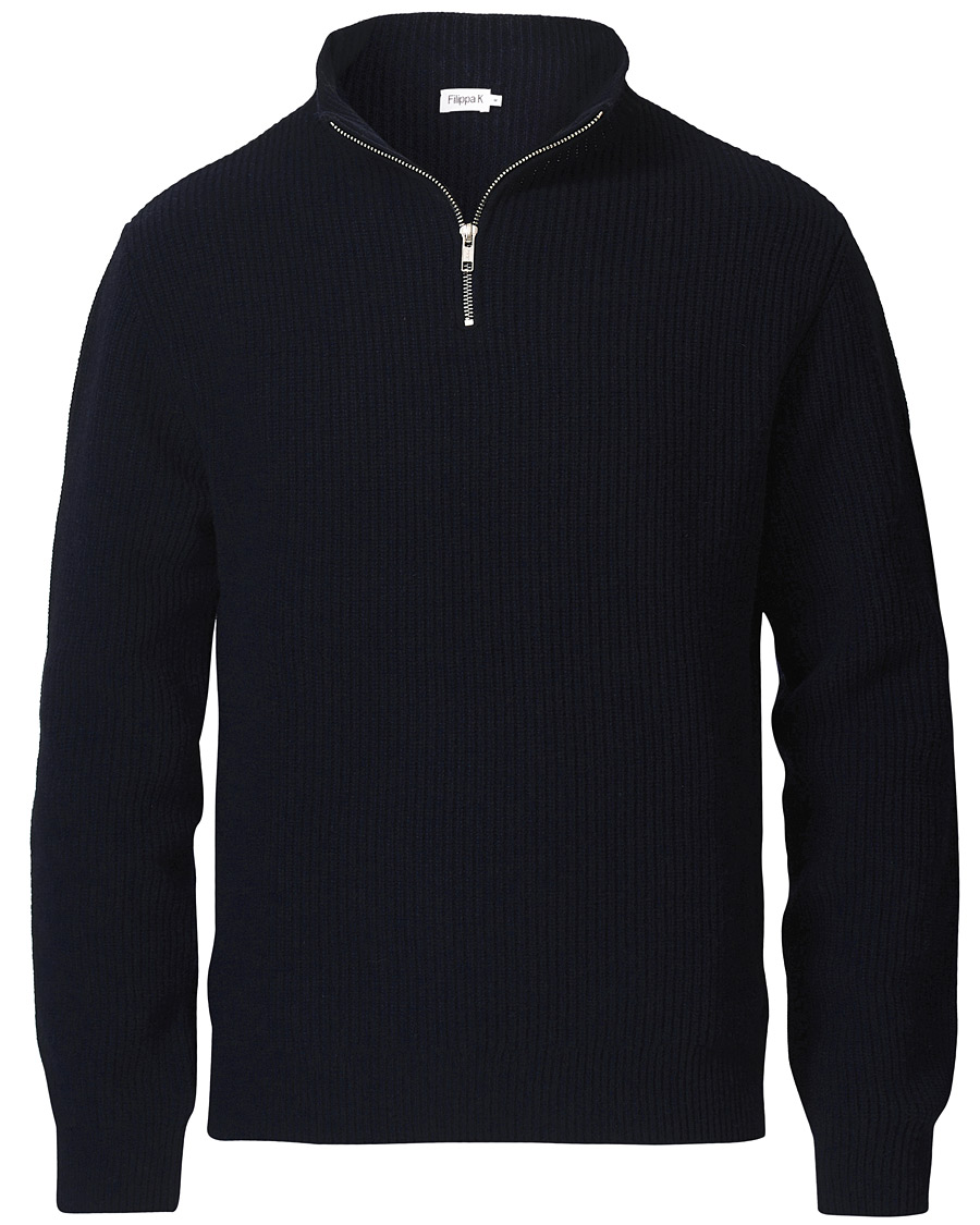 Herren | Pullover | Filippa K | Harrod Zip Wool/Cashmere Sweater Navy