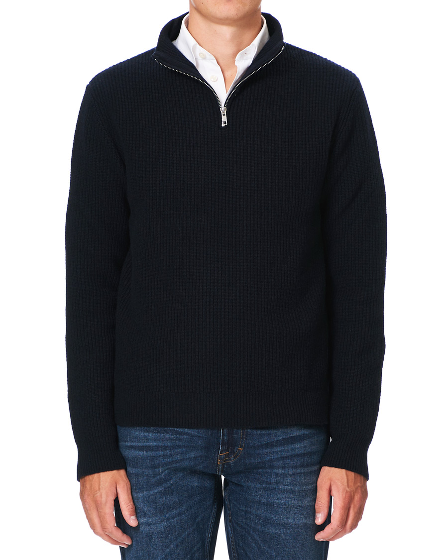 Herren | Pullover | Filippa K | Harrod Zip Wool/Cashmere Sweater Navy