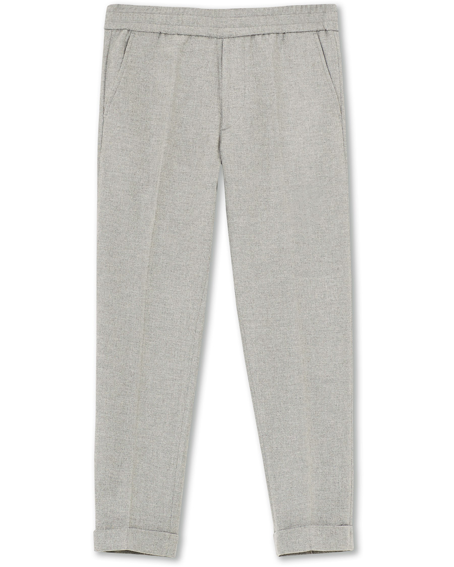 Herren | Hosen | Filippa K | Terry Flannel Cropt Turn Up Trousers Warm Grey Mel
