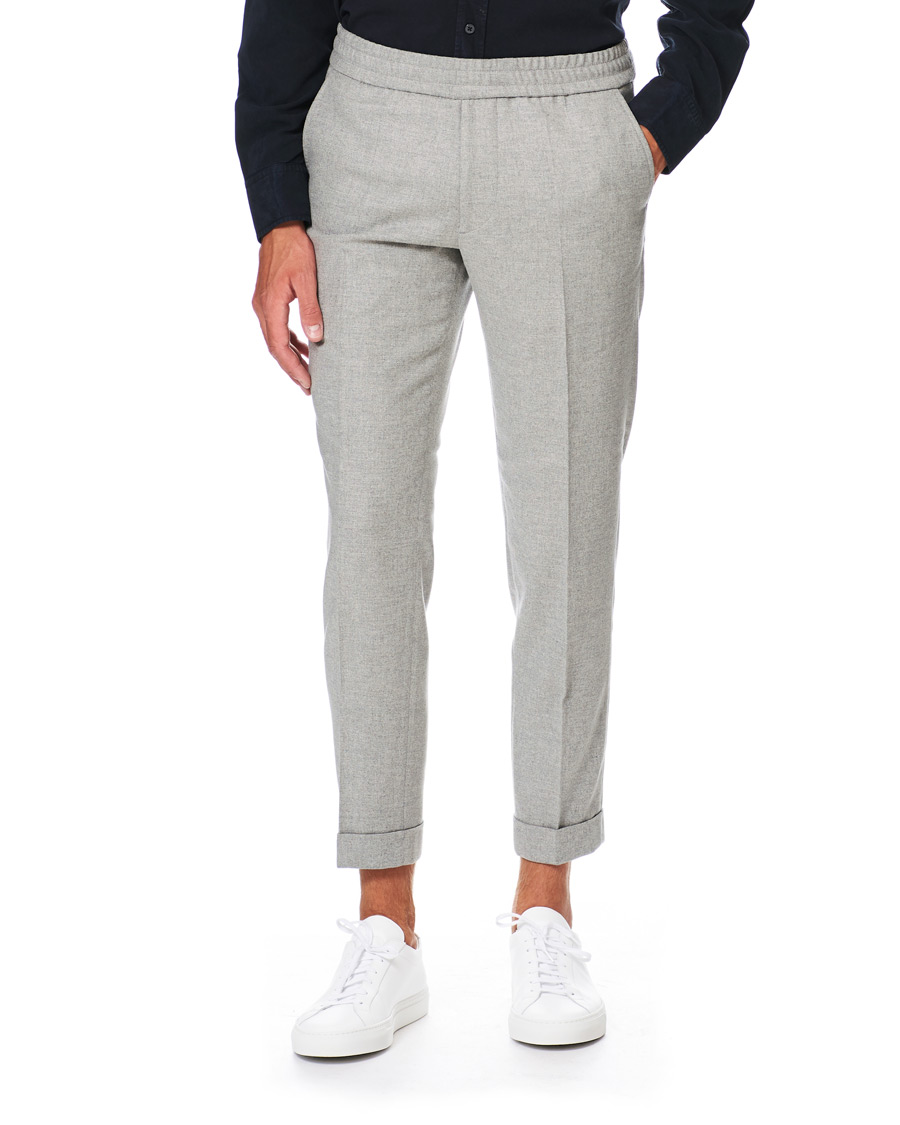 Herren | Hosen | Filippa K | Terry Flannel Cropt Turn Up Trousers Warm Grey Mel