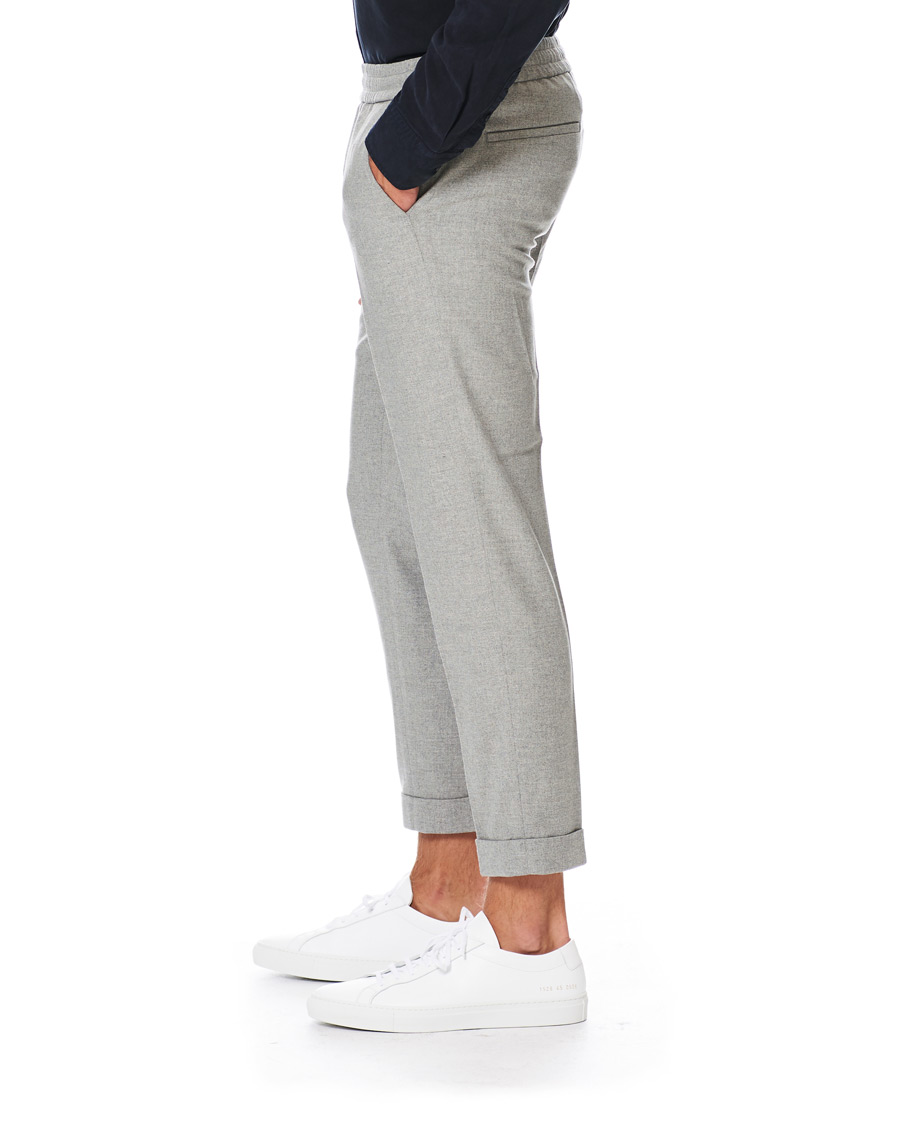 Herren | Hosen | Filippa K | Terry Flannel Cropt Turn Up Trousers Warm Grey Mel