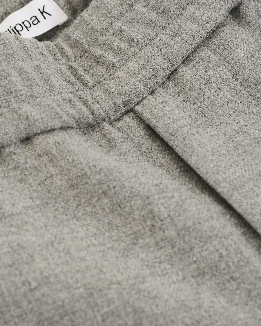 Herren | Hosen | Filippa K | Terry Flannel Cropt Turn Up Trousers Warm Grey Mel