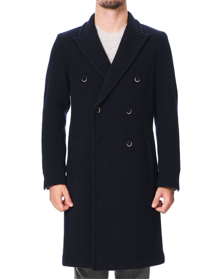 Herren | Jacken | Barena | Soft Double Breasted Wool Coat Navy
