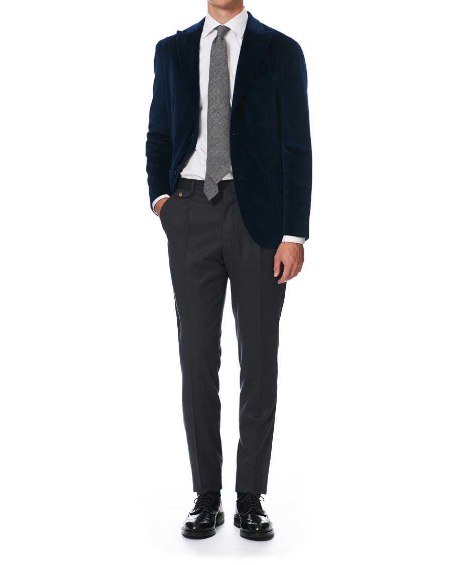 Herren | Sakkos | Boglioli | K Jacket Peak Lapel Velvet Blazer Navy