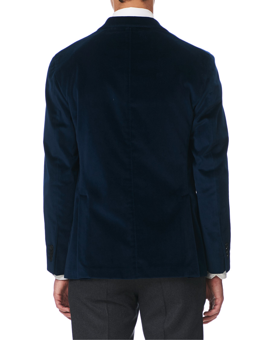 Herren | Sakkos | Boglioli | K Jacket Peak Lapel Velvet Blazer Navy