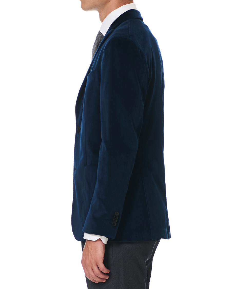 Herren | Sakkos | Boglioli | K Jacket Peak Lapel Velvet Blazer Navy