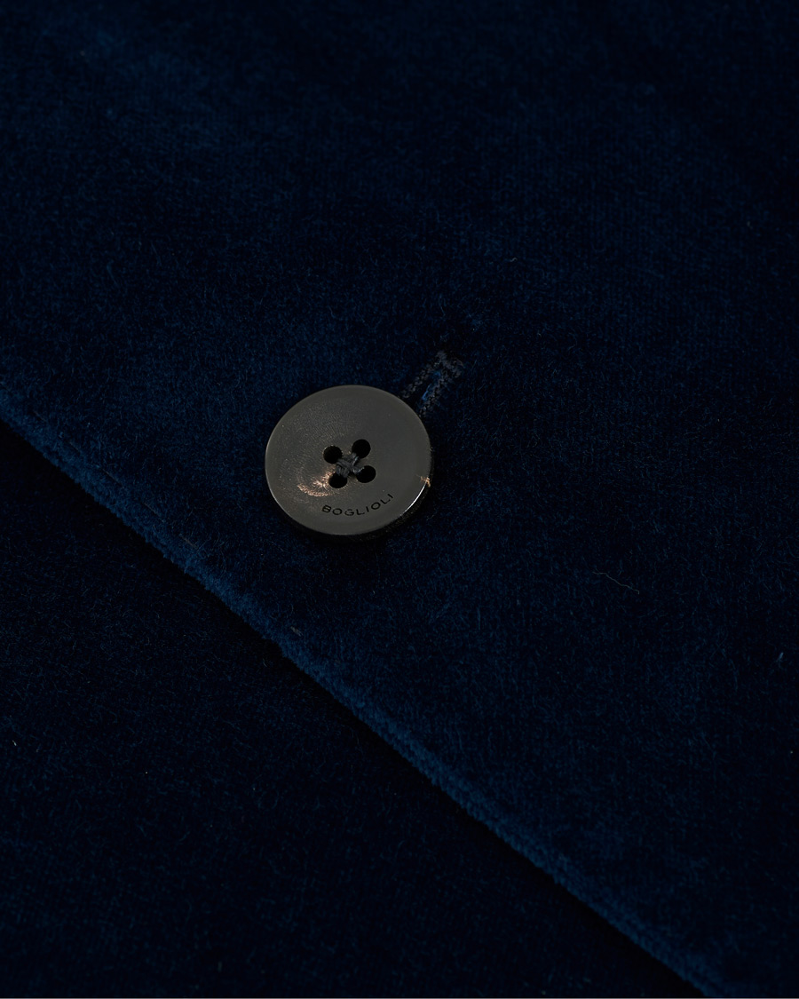 Herren | Sakkos | Boglioli | K Jacket Peak Lapel Velvet Blazer Navy