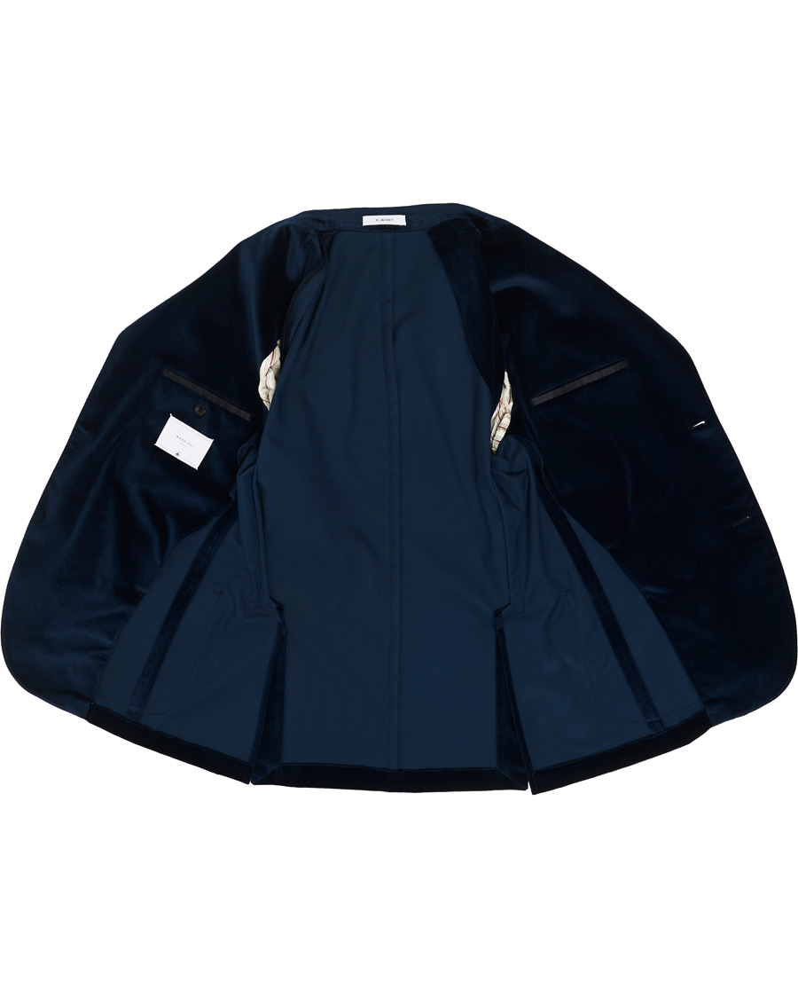 Herren | Sakkos | Boglioli | K Jacket Peak Lapel Velvet Blazer Navy