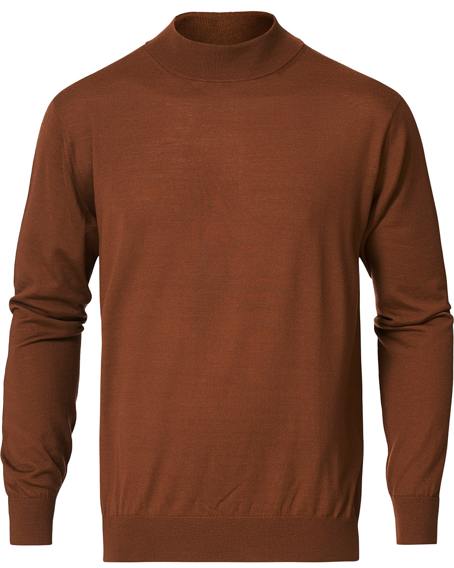 Herren | Pullover | Camoshita | Mock Neck Pullover Rust Brown
