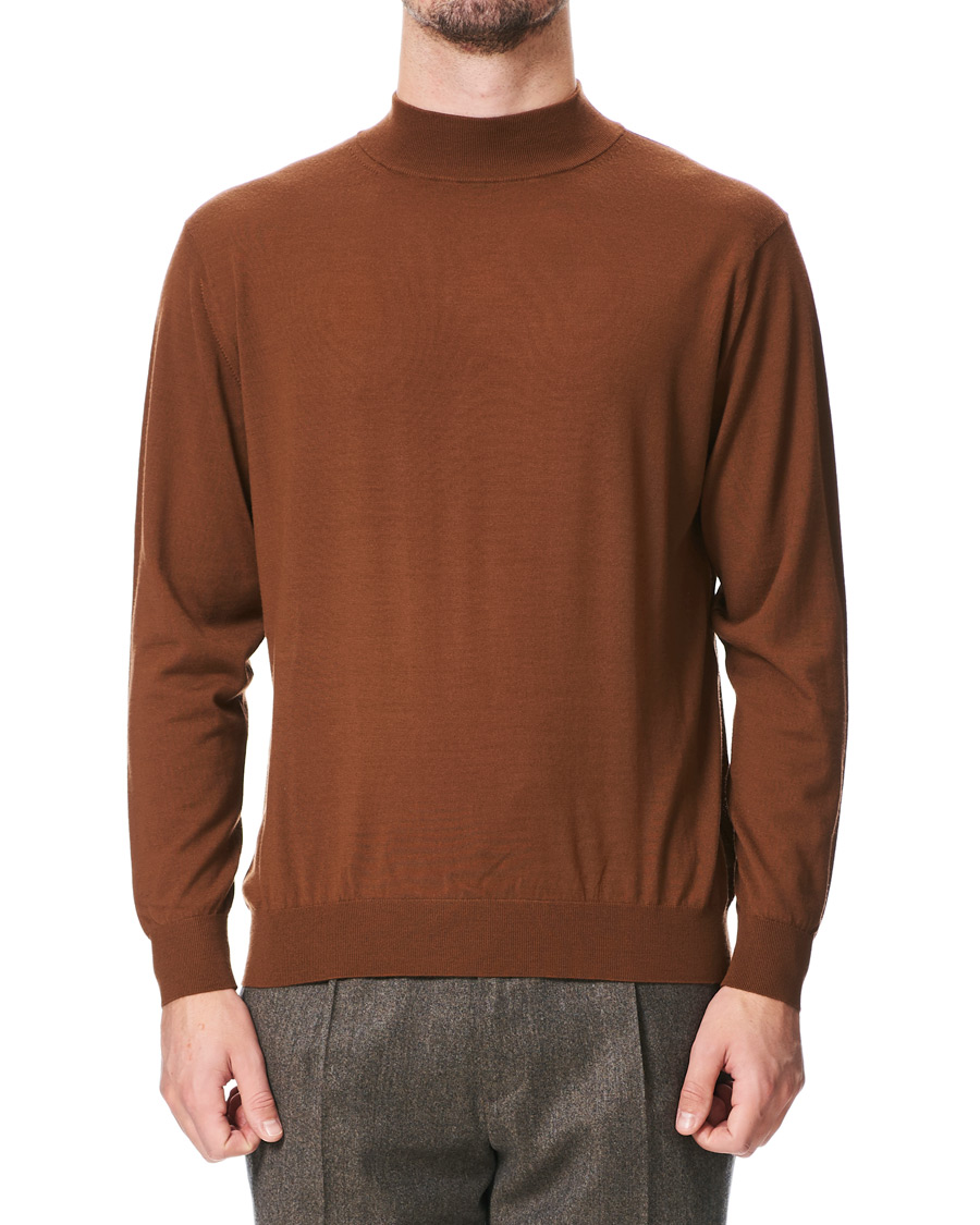 Herren | Pullover | Camoshita | Mock Neck Pullover Rust Brown