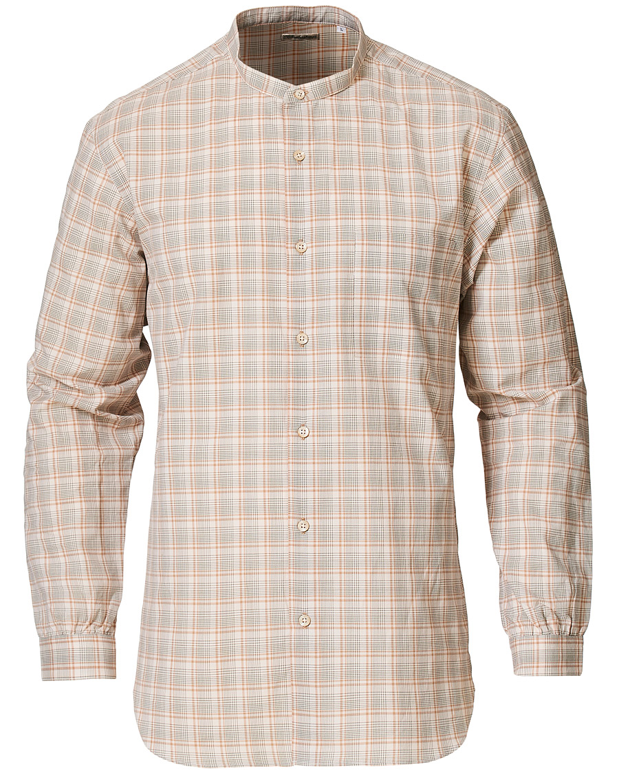 Herren | Hemden | Camoshita | Mandarin Collar Cotton Shirt Beige Check