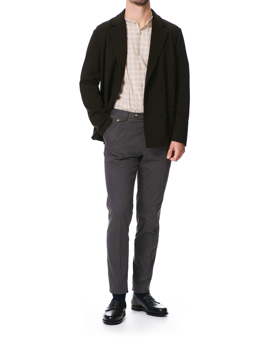 Herren | Hemden | Camoshita | Mandarin Collar Cotton Shirt Beige Check