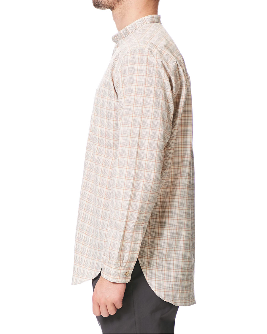 Herren | Hemden | Camoshita | Mandarin Collar Cotton Shirt Beige Check