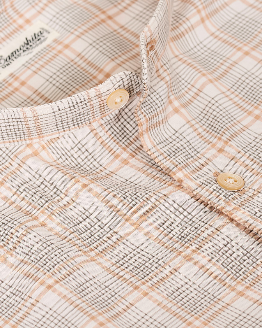 Herren | Hemden | Camoshita | Mandarin Collar Cotton Shirt Beige Check