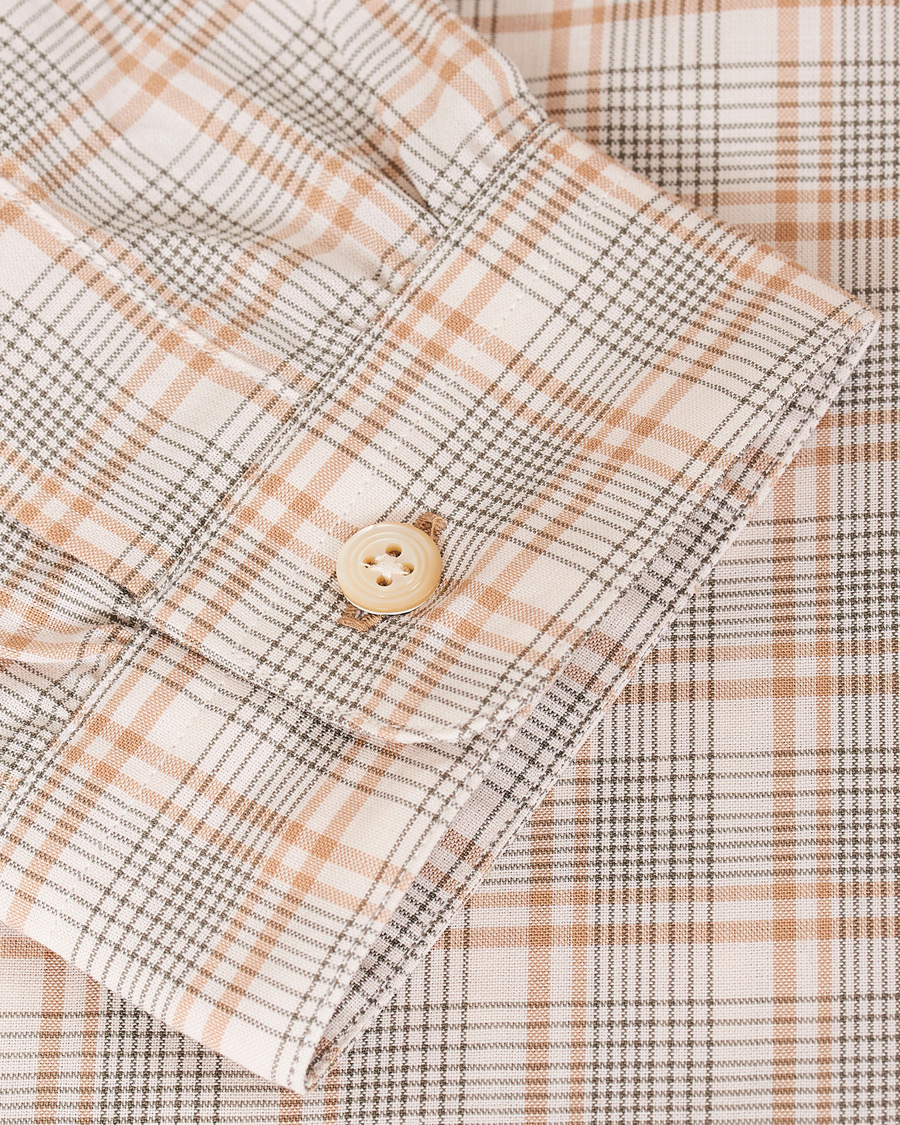 Herren | Hemden | Camoshita | Mandarin Collar Cotton Shirt Beige Check