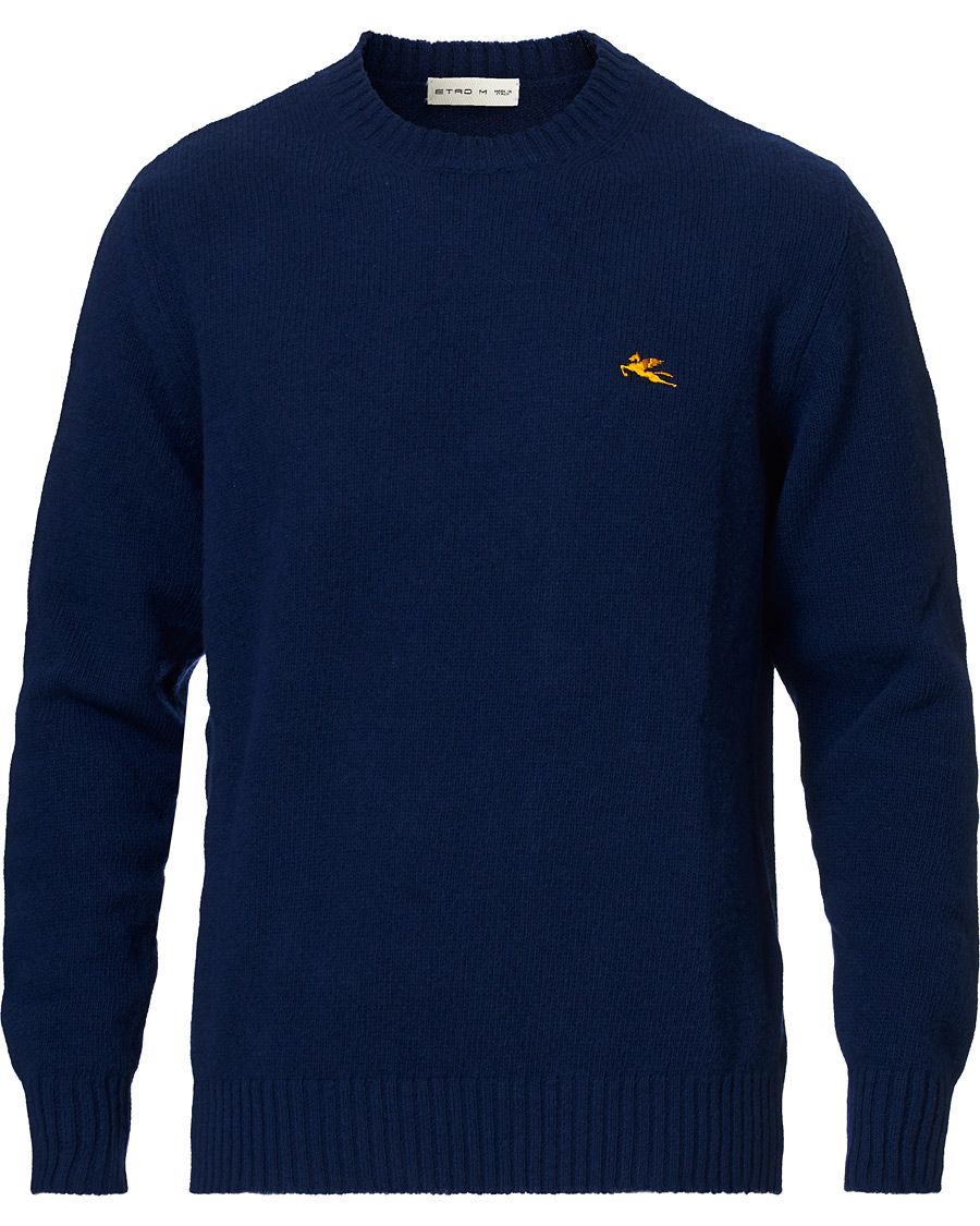 Etro Virgin Wool Crew Neck Sweater Dark Blue bei CareOfCarl.de