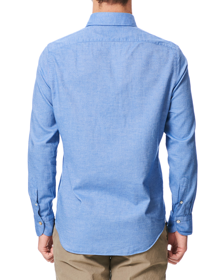 Herren | Hemden | Finamore Napoli | Tokyo Slim Fit Flannel Shirt Light Blue