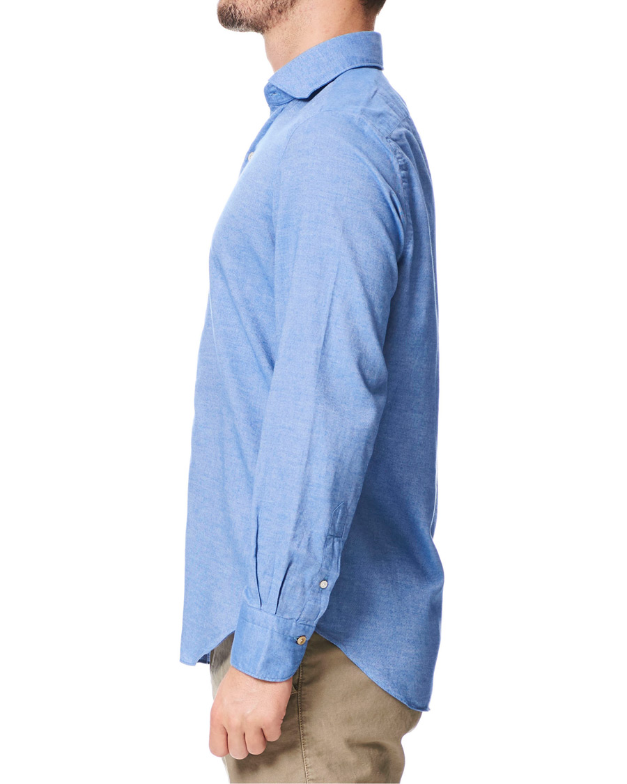 Herren | Hemden | Finamore Napoli | Tokyo Slim Fit Flannel Shirt Light Blue