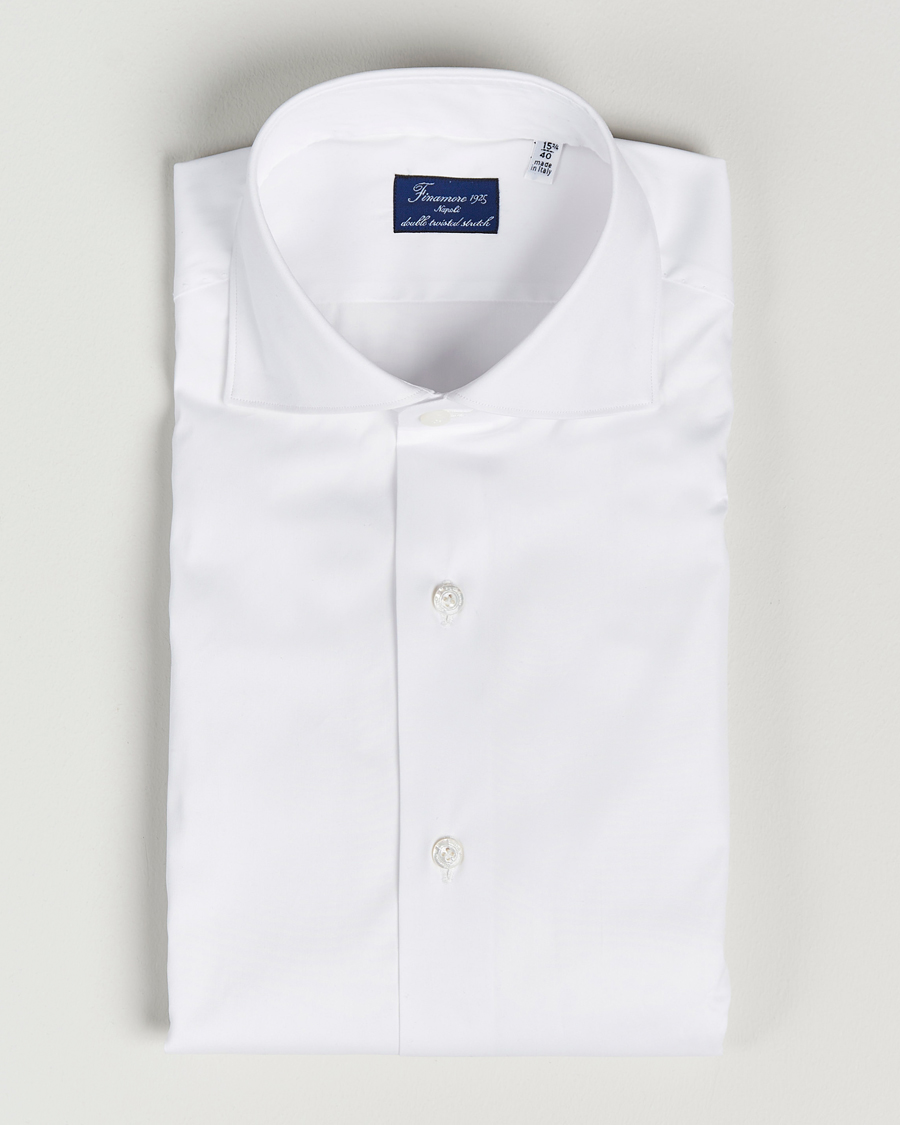 Herren | Businesshemden | Finamore Napoli | Milano Slim Fit Stretch Shirt White