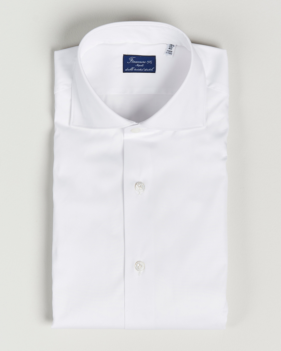 Herren | Hemden | Finamore Napoli | Milano Slim Fit Stretch Shirt White