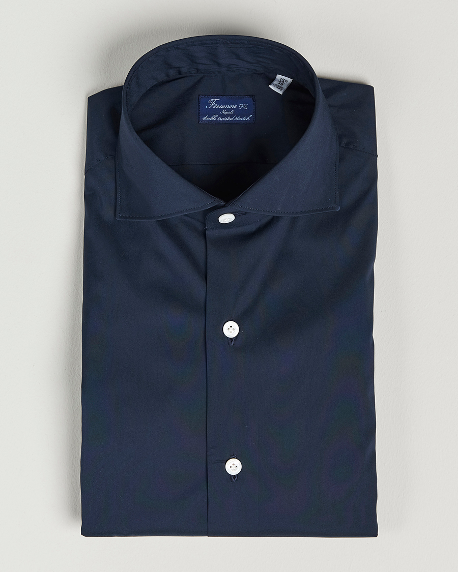 Herren | Hemden | Finamore Napoli | Milano Slim Fit Stretch Shirt Navy