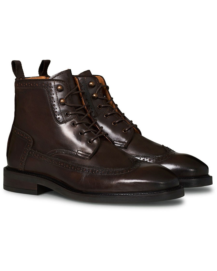 Herren | GANT Flairville Zip High Lace Boot Dark Brown Calf | GANT | Flairville Zip High Lace Boot Dark Brown Calf