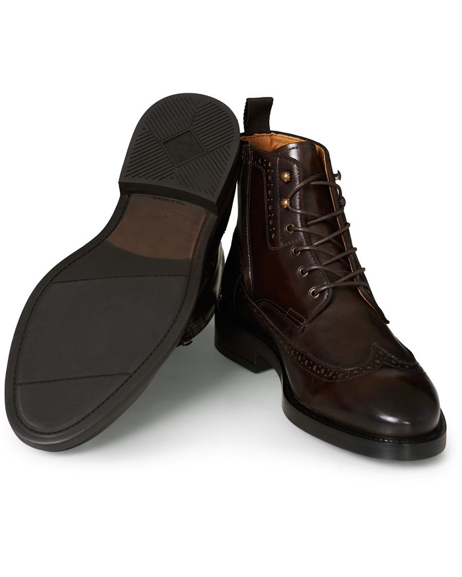 Herren | GANT Flairville Zip High Lace Boot Dark Brown Calf | GANT | Flairville Zip High Lace Boot Dark Brown Calf