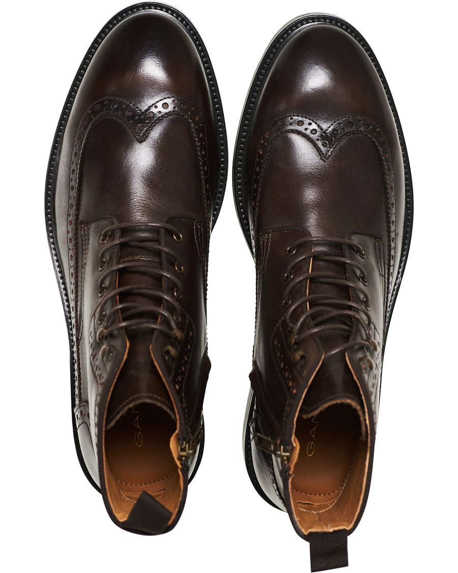Herren | GANT Flairville Zip High Lace Boot Dark Brown Calf | GANT | Flairville Zip High Lace Boot Dark Brown Calf