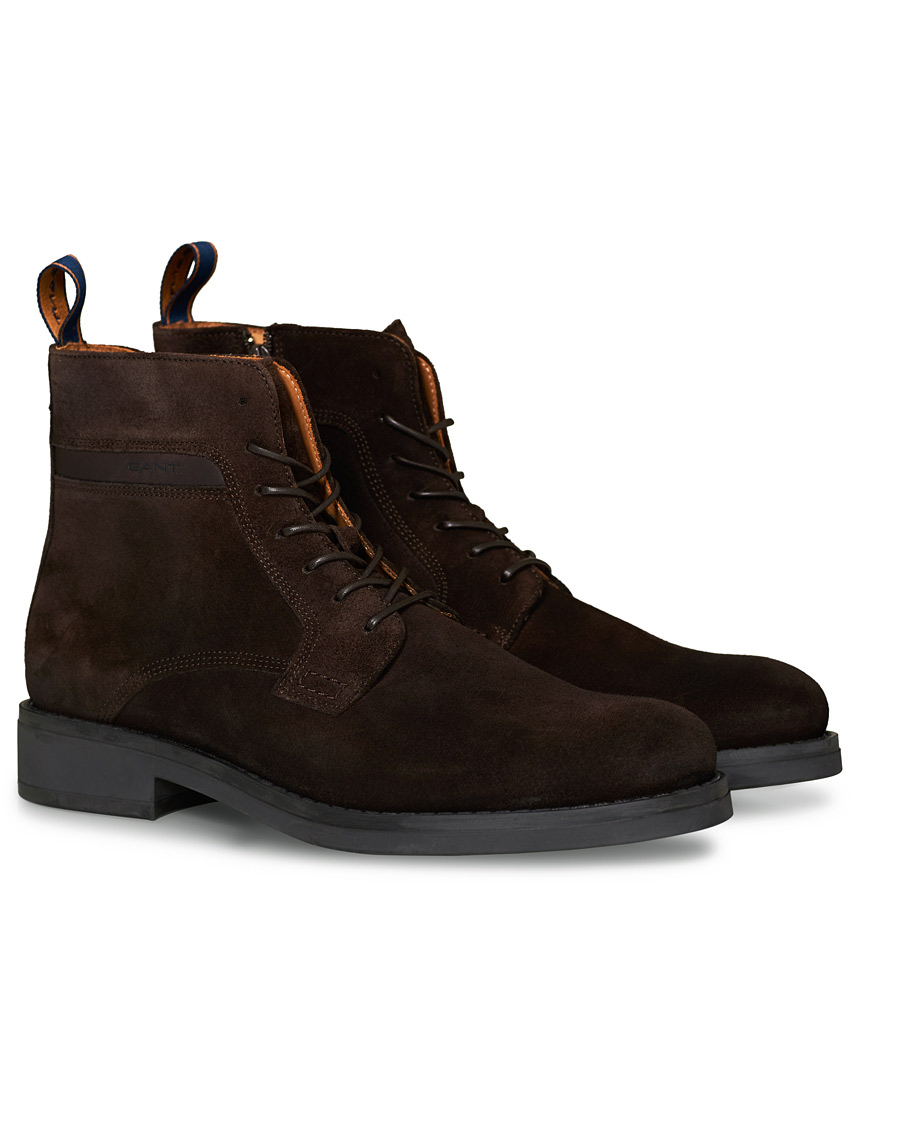 Herren | GANT Brookly Zip High Lace Boot Dark Brown Suede | GANT | Brookly Zip High Lace Boot Dark Brown Suede